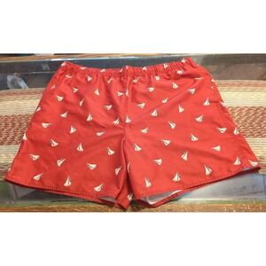 Brooks Brothers Swim Trunks Pre-owned Nice Condition Red With Boats Mens Size L
